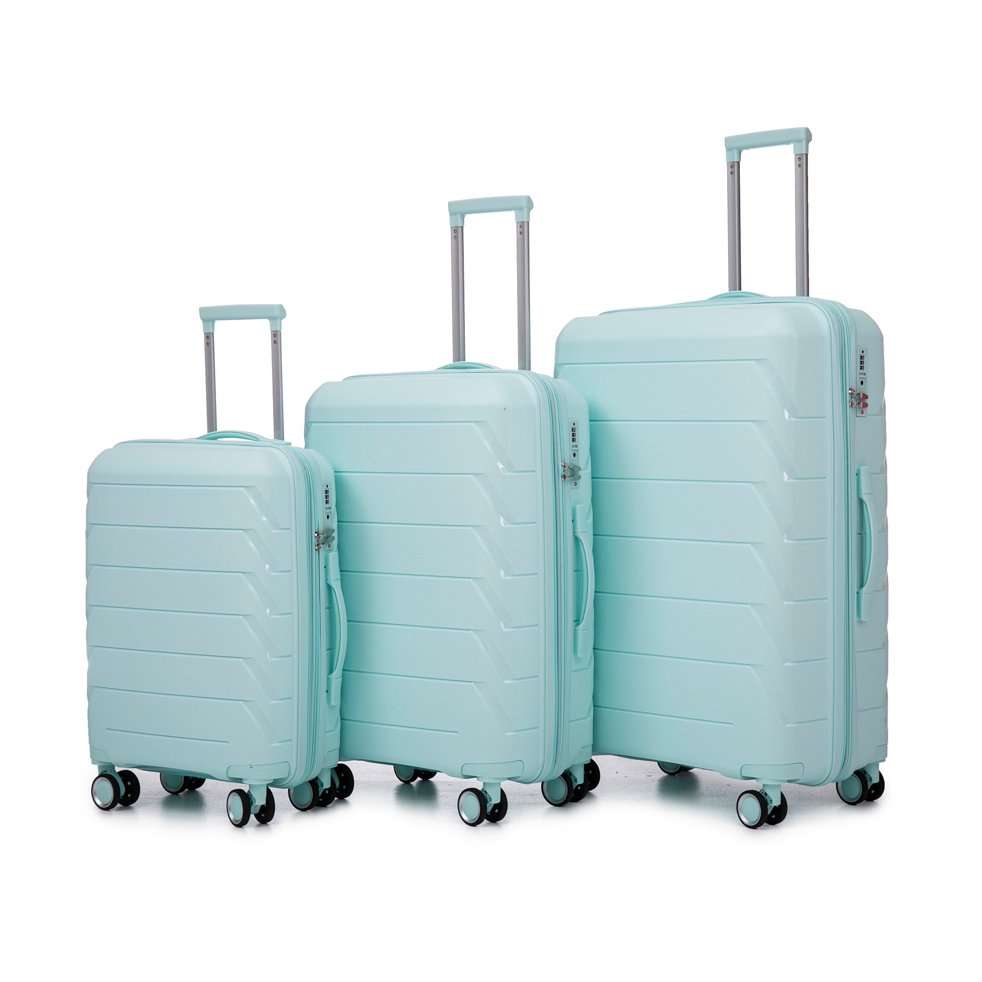 Pp Luggage Sets 3 Piece 20 24 28 , Expandable Carry On Luggage With Tsa Lock Airline Approved, Pp Materials Hard Shell And Lightweight Suitcase With Spinner Wheels Mint Green Mint Green Polypropylene