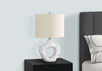 Lighting, 25"H, Table Lamp, Cream Resin, Ivory Cream Shade, Modern Cream Polyresin