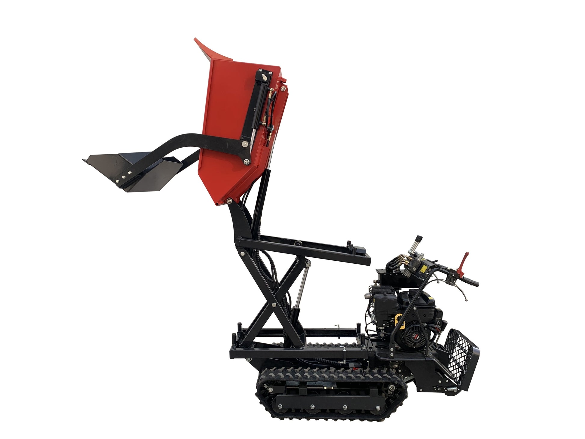 All Terrain Mini Dumper Dump Truck Crawler Small Rubber Crawler Transport Truck Mini Tracked Dumper Black Red Iron