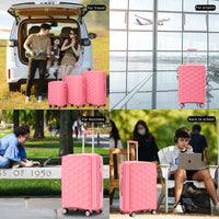 Pp Luggage Sets 3 Piece 20 24 28 , Expandable Carry On Luggage With Tsa Lock Airline Approved, Pp Materials Hard Shell And Lightweight Suitcase With Spinner Wheels Pink Pink Polypropylene