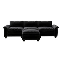 Living Room Furniture Luxury Sectional Sofa Couch With Ottoman Soft Velvet Upholstered Sofa Black Black Foam Velvet 3 Seat