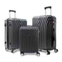 Abs Hard Shell 3 Piece Luggage Set 20 24 28 With 360 Rotating Wheel And Tsa Lock Men And Women Ideal For Business Trips And Family Getaways Black Abs