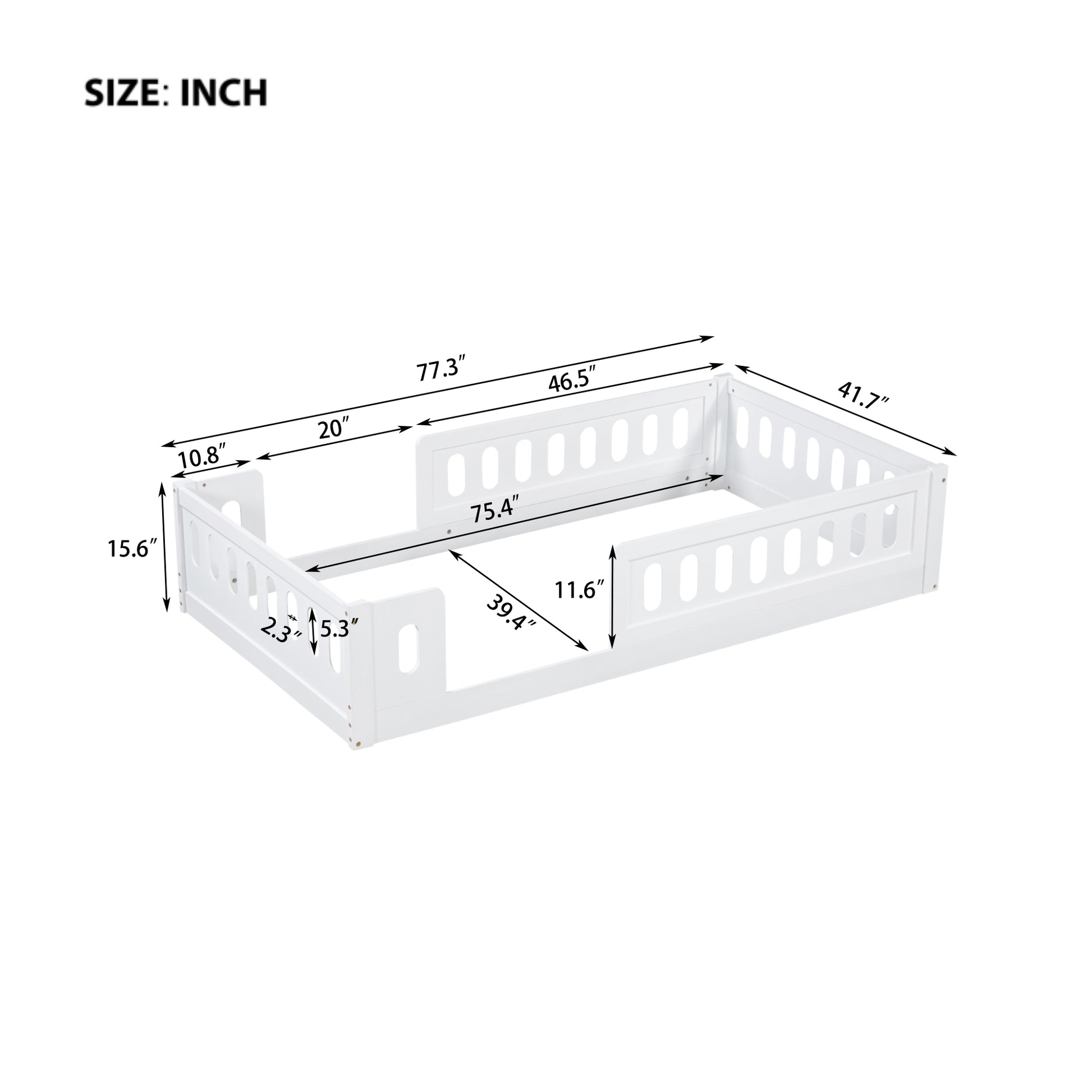 Wood Twin Size Platform Bed With Guardrail, White Expected Arrival Time: 10.28 Box Spring Not Required Twin White Wood Bed Frame Solid Wood Mdf