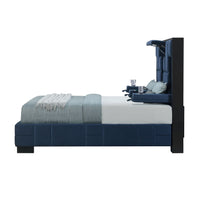 Yaris Navy Blue Queen Bed Navy Blue Rubber Wood