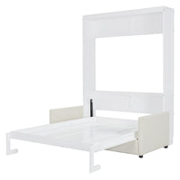 Full Size Murphy Bed Wall Bed With Cushion,White Full White Mdf Lvl