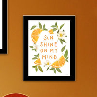 "Sunshine On My Mind Oranges" Framed Wall Art For Living Room, Wall Art Print For Home Decor, Bedroom Wall Art By House Fenway Multicolor Wood Paper