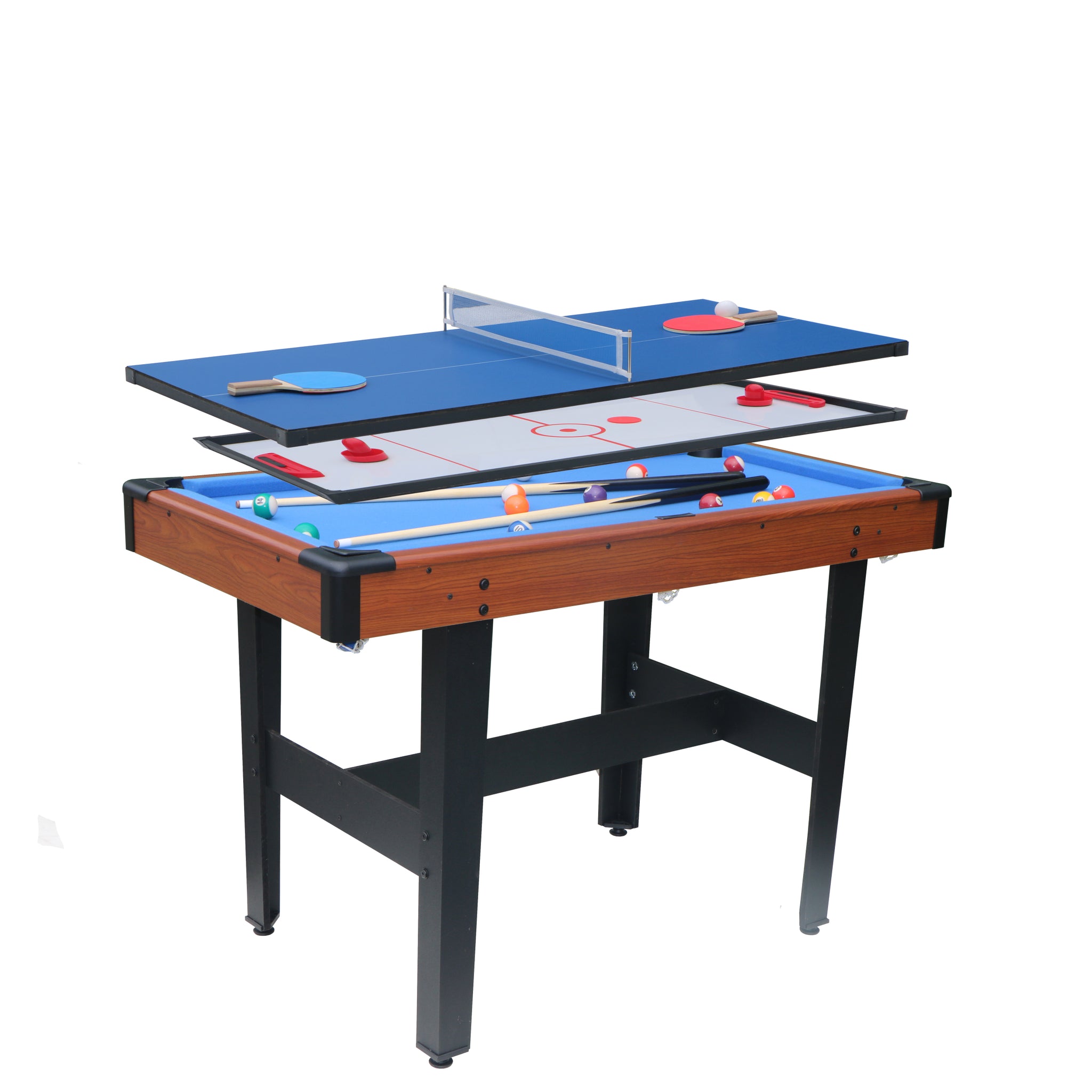 Game Table,Multi Game Table,Pool Table,Tennis Table,Hockey Table,Multifunctional Table, Multifunctional Games Table,Desk Game Balls Sports Brown Blue Dining Room American Traditional Multifunctional Mdf