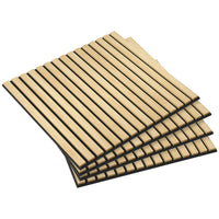 Homcom 4 Pack 3D Faux Wood Wall Panels, 24" X 24" Sound Absorbing Acoustic Panels, Wood Slat Wall Panels For Interior Wall Decor, Ceiling, Oak Oak Mdf