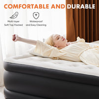 Inflatable Air Mattress With Built In Pump, Queen Size 16In Black Pvc