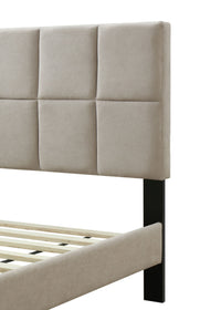 Full Sized Squares Bed In A Box W Usb Light Gray Upholstered