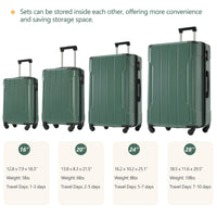 Hardshell Luggage Sets 6 Piece Suitcase Set, Expandable Lightweight Suitcases With Wheels, Tsa Lock For Men Women, Green Green Abs