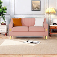 Fx P85 2S Pk 2 Seats Sofa Luxury Pink Velvet Loveseat Sofa With Gold Accents Modern 3 Seat Couch With Plush Cushions, Perfect For Living Room And Office Decor Temu Suitable Pink Velvet