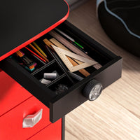 Champion Study Desk And Hutch With Cabinet Red Black Particle Board