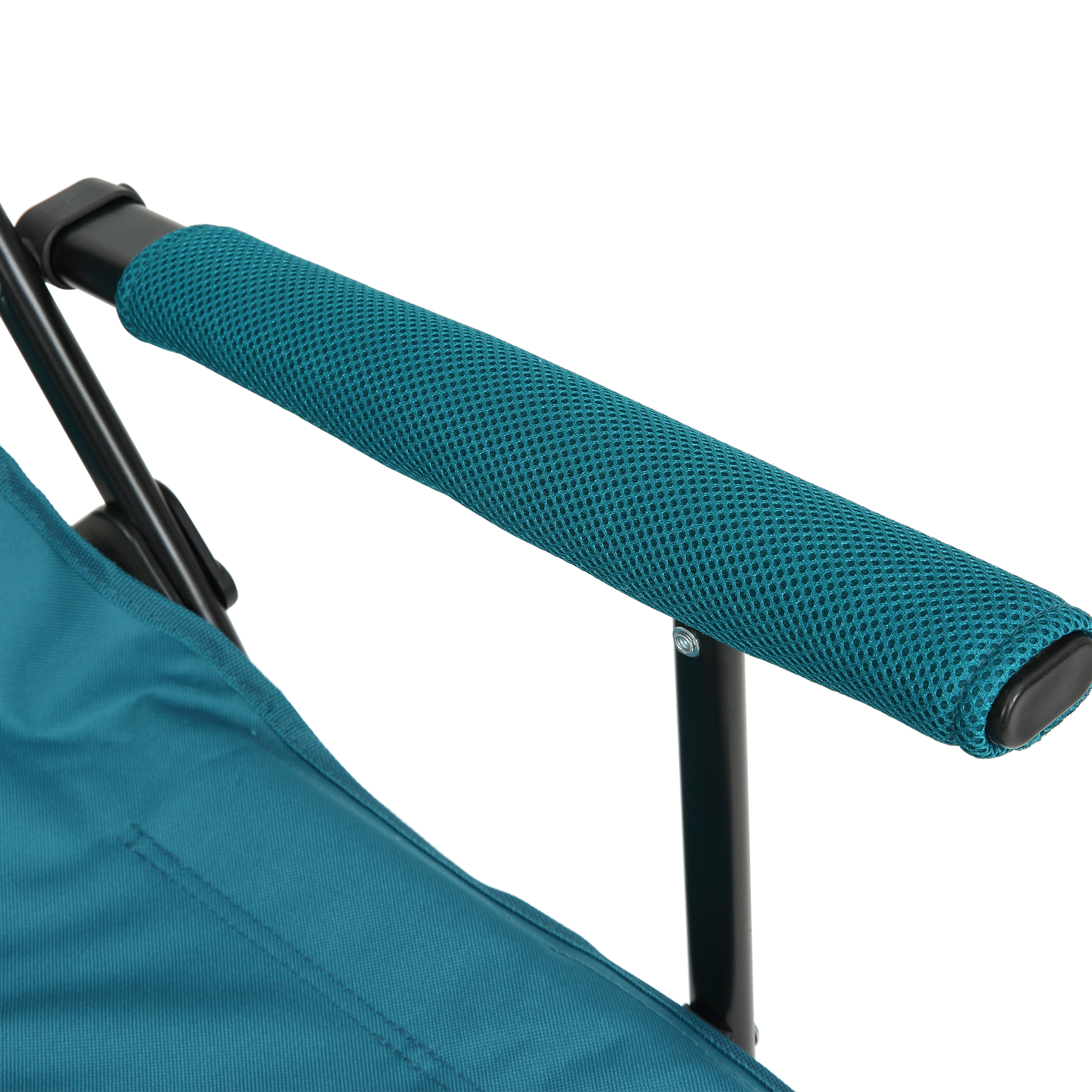 Steel Folding Mesh Quad Camping Chair, With Cup Holder, & Carry Bag Blue Red Seats 2 Steel