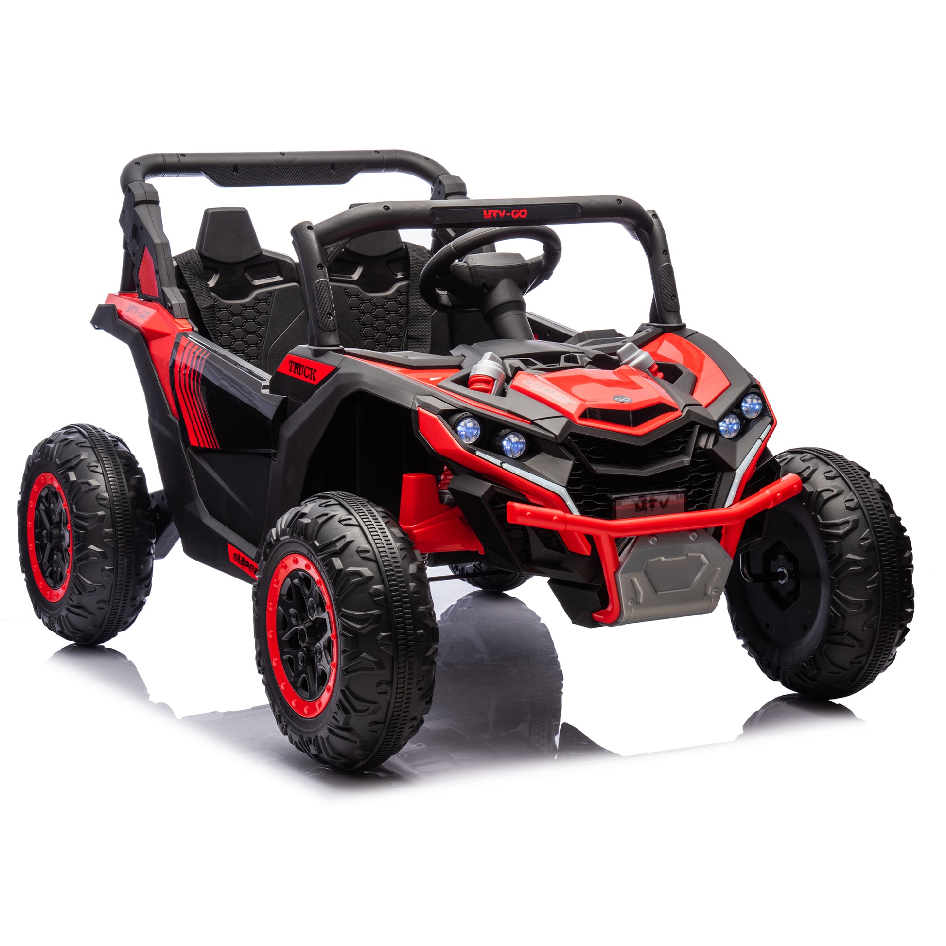 24V Two Seater Kids Ride On Utv W Parents Remote Control,Four Wheel Suspension,Slow Start,Large Wheel Design,Anti Collision Bar,Storage Space,Music,Usb,Bluetooth,Volume Control,Led Lights For Kids 3