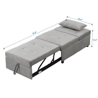 Folding Ottoman Sofa Bed Gray Grey Velvet