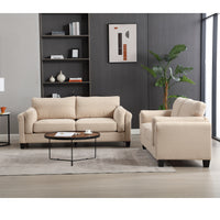 Oversized Modern 2 Piece Sofa Set Couch And Loveseat Set 2 3 Seater Sofa Set, Living Room Set, Loveseat & 3 Seater Couch, Khaki Khaki Primary Living Space Fabric 5 Seat