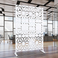 Outdoor & Indoor Privacy Screen Metal Privacy Screen 76" H 48" W, Freestanding Decorative Privacy Screen For Deck Balcony Patio, Privacy Fence Panels For Outside Lawn Garden Ps118 White White Steel