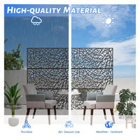 Metal Privacy Screens And Plastic Panels With Free Standing, Freestanding Outdoor Indoor Privacy Screen, Decorative Privacy Screen For Balcony Patio Garden, Room Divider, Mesh Shape Black Metal,Plastic