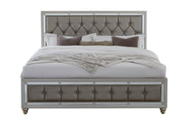 Chloe Gemstone Silver Full Bed Silver Grey Solid Wood Mdf