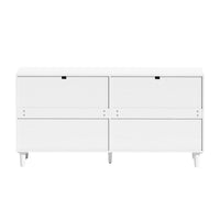 59" Rattan Dresser With Drawers, 6 Drawer Dresser For Bedroom, Clothes Storage Cabinet For Bedroom, Metal Handle&Wood Legs For Hallway, Living Room, Bedroom,White White Mdf Metal