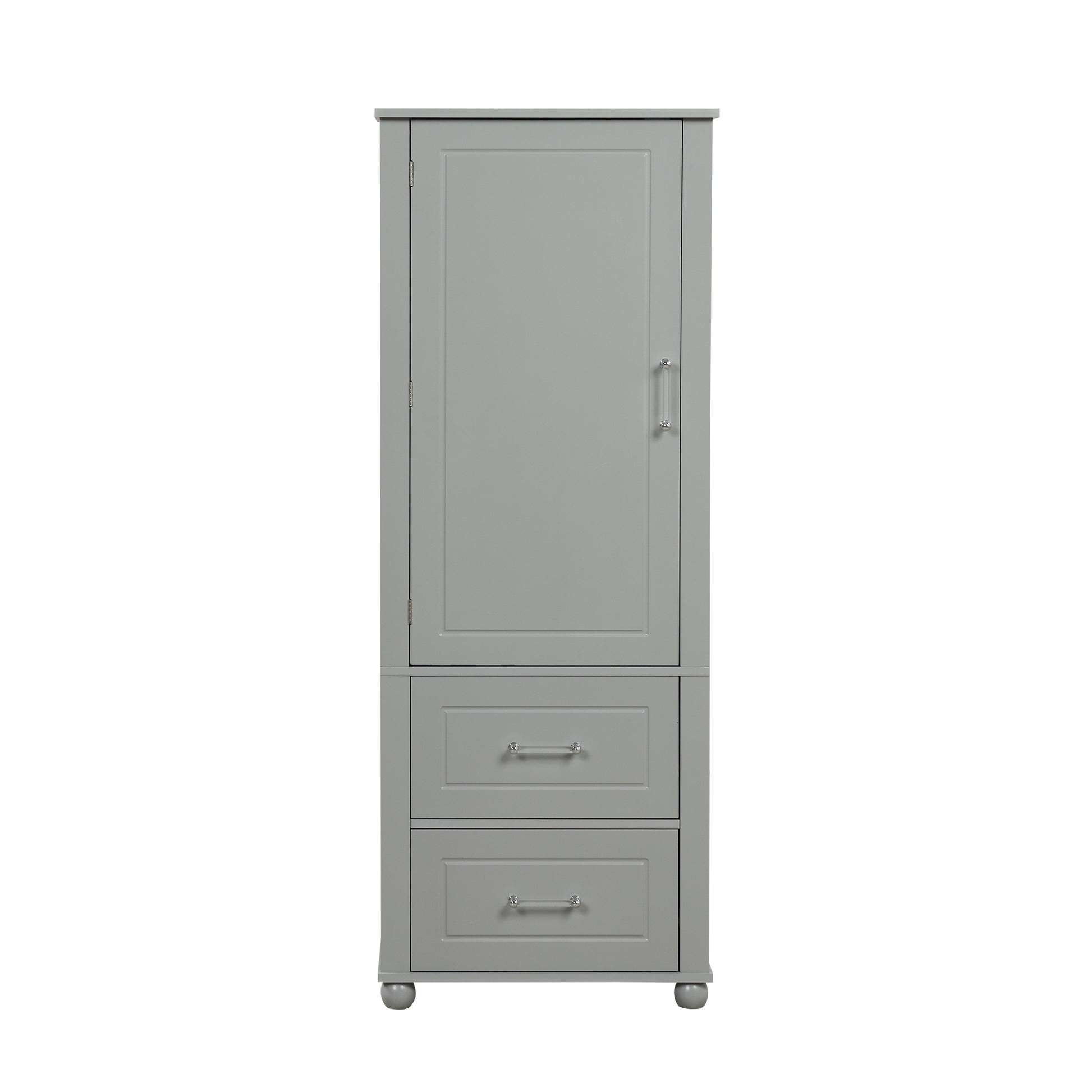 Tall Bathroom Storage Cabinet, Freestanding Storage Cabinet With Two Drawers And Adjustable Shelf, Mdf Board With Painted Finish, Grey Grey Mdf