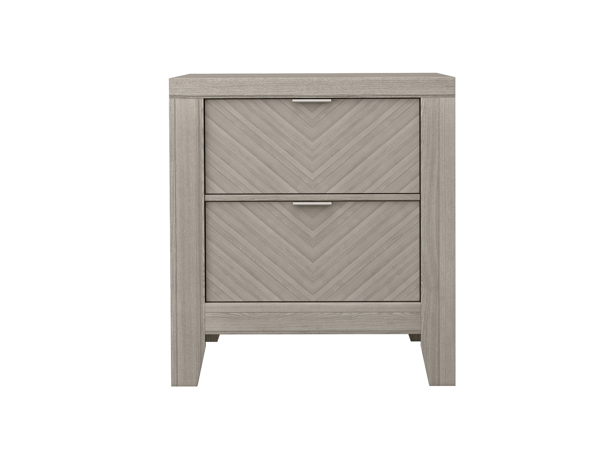 2 Drawer Nightstand Light Gray Solid Wood Mdf