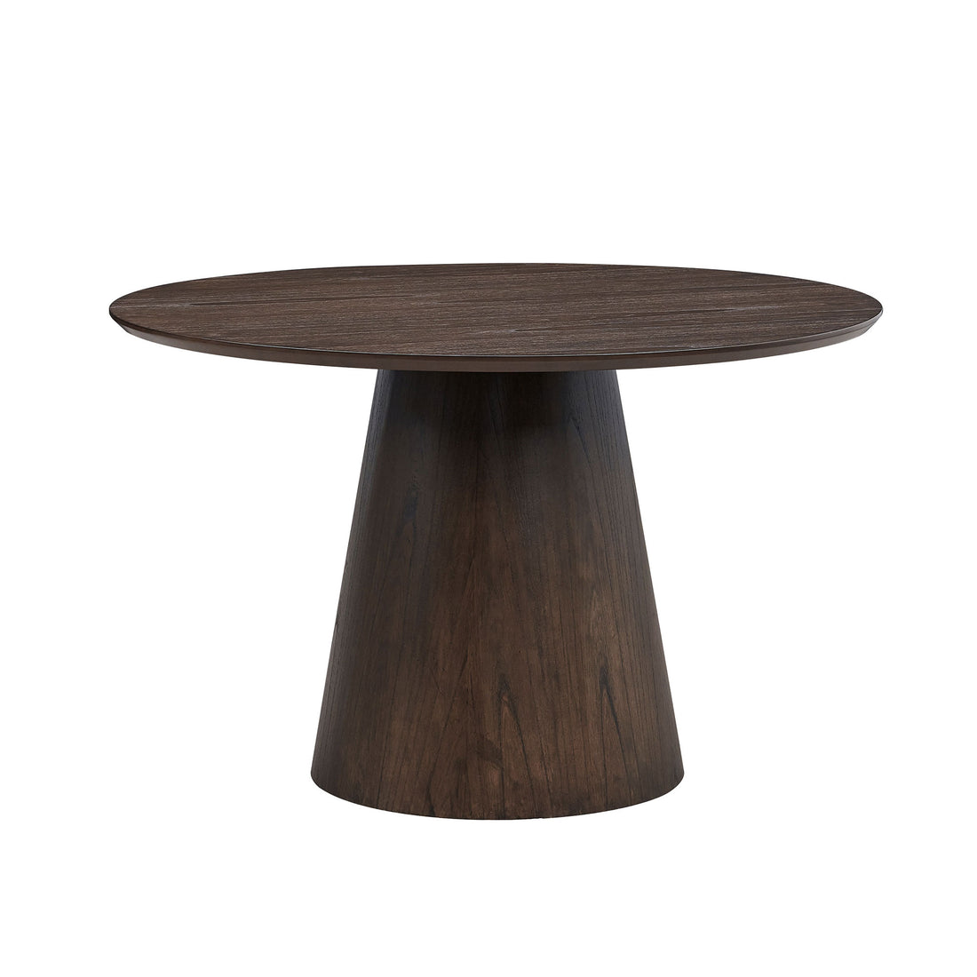 47.24'' Round Modern Style Mdf Wood Dining Table For Kitchen, Living Room, Cafe, Stylish Leisure Desk With Sturdy Cylindrical Base, For Small Spaces, Apartment,Dark Brown Dark Brown Mdf