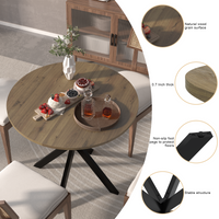 31.5 Inch Round Dining Table, Small Circle Kitchen Table With Metal Black Legs For 2 4 People,Modern Dining Room Table, Brown Only Table Rustic Brown Seats 4 Freestanding Round Mdf