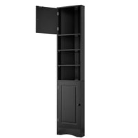 Multi Functional Corner Cabinet Tall Bathroom Storage Cabinet With Two Doors And Adjustable Shelves, Open Shelf, Black Black Mdf