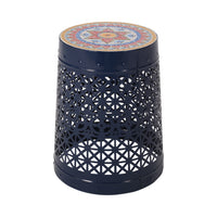 Cranbrook Side Table Dark Blue Ceramic Tile Iron