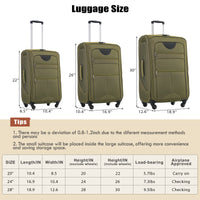 Softside Luggage Expandable 3 Piece Set Suitcase With Duffel Bag Upright Spinner Softshell Lightweight Luggage Travel Set Army Green Polyester