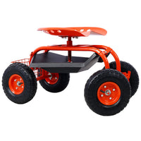 Garden Cart Rolling Scooter, Adjustable Height Heavy Duty Scooter, Rolling Garden Cart With 4 Wheels And Extendable Handle, Garden Stool Cart With 360 Degree Seat And Tool Tray Red Red Garden & Outdoor Iron