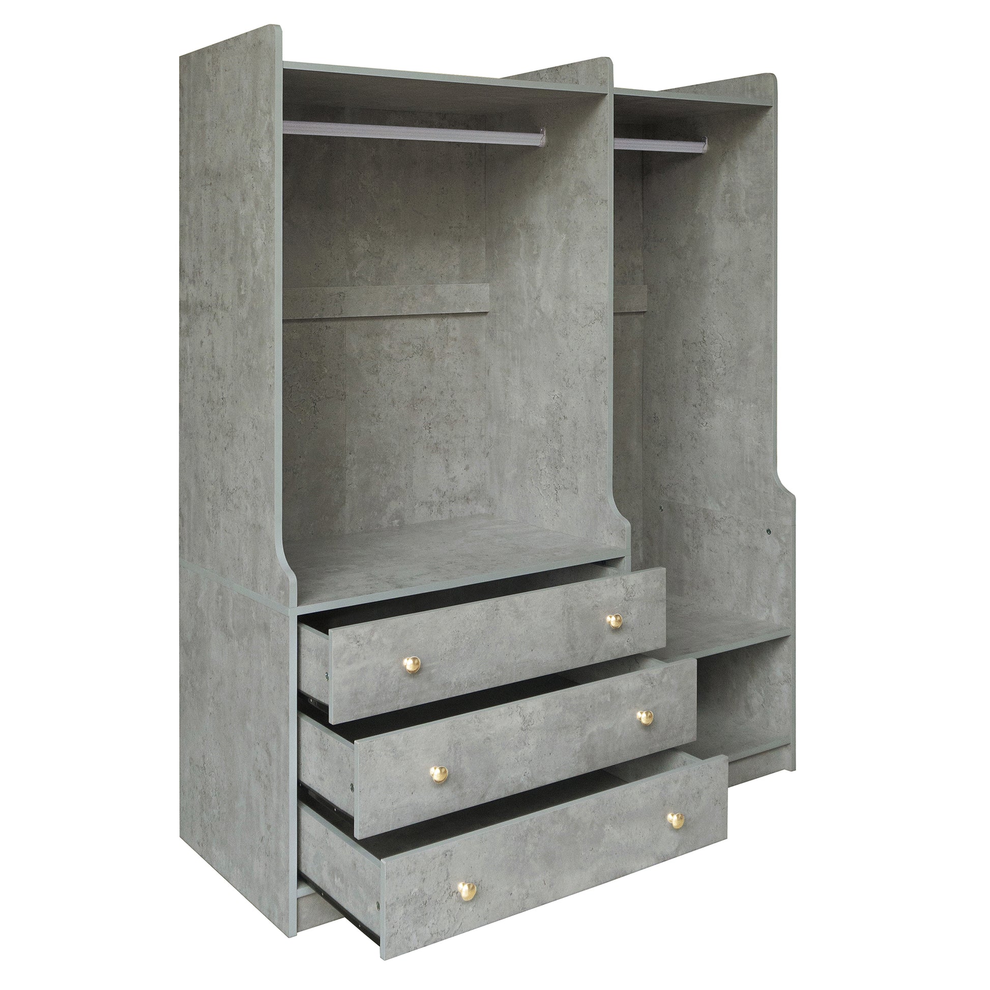 Open Wooden Wardrobe Storage For Bedroom, Gray Gray Particle Board