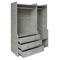 Open Wooden Wardrobe Storage For Bedroom, Gray Gray Particle Board