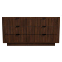 Lola Mid Century Modern Walnut Dresser With 6 Drawers Dark Brown,Wood Brown Bedroom Mid Century Modern Solid Wood