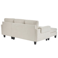 83.4" L Shaped Sofa Sectional Couch Sofa Bed With Two Usb Ports, A Movable Ottoman And A Reversible Chaise Lounge For Living Room, Beige Beige Foam Chenille 5 Seat