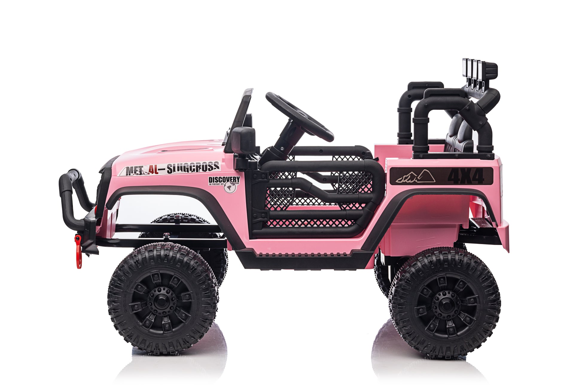 24V Power 4 Wheels W Remote Control, 3 Speeds, Bluetooth Music, Led Lights, Spring Suspension, Electric Vehicles Jeeps Toy For Boys Girls Pink Abs