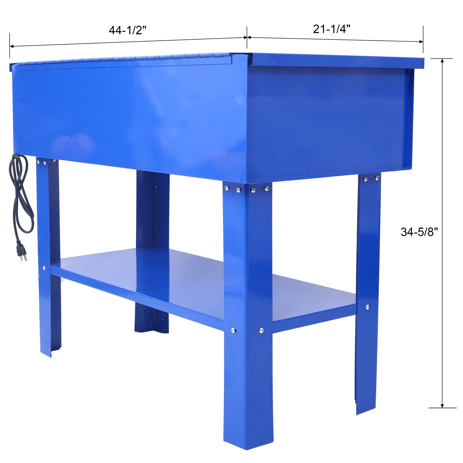 40 Gallon Parts Washer 24 Gallon Solvent Capacity 5 Gallon Per Minute Max Pump Output Heavy Duty Steel Powder Coated Blue Blue Steel