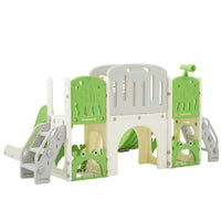 Kids Slide Playset Structure 8 In 1, Freestanding Ocean Themed Set With Slide, Arch Tunnel,Basketball Hoop And Telescope, Double Slides For Toddlers, Kids Climbers Playground Green 50 99 Lbs Cute 1 To 2 Years Hdpe Indoor & Outdoor Use