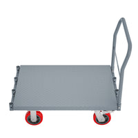 Steel Panel Truck, Heavy Duty Drywall Cart Lumber Cart Platform Truck Flat Cart, 2000Lbs, 6" Swivel Brake Casters, With 1Front And 2 Side Handrails 35" X 23" Grey Metal