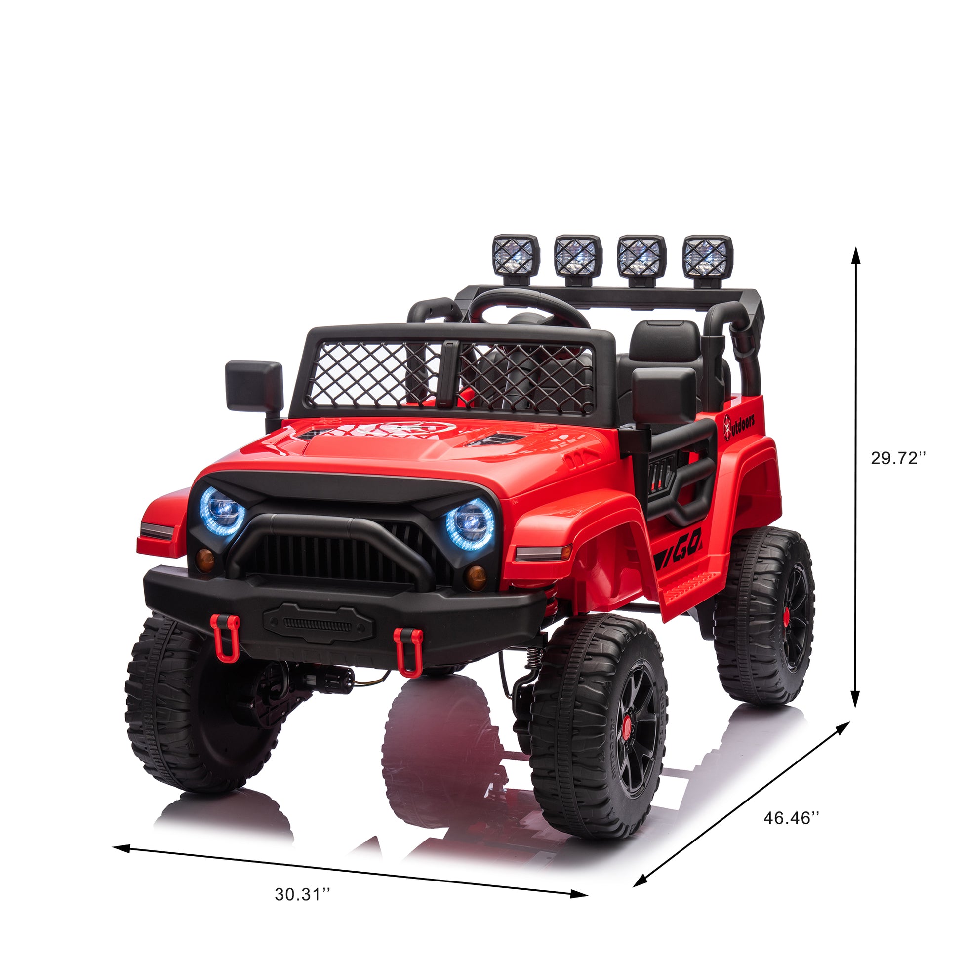 Red,24V 2 Seater Ride On Truck Car, 4Wd Motors, With 2.4G Remote Control,Metal Suspension,Soft Start,Music, Led Light,Outdoor Off Road Electric Car,Toys Gifts Red 100 149 Lbs Iron Plastic Iron