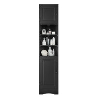 Multi Functional Corner Cabinet Tall Bathroom Storage Cabinet With Two Doors And Adjustable Shelves, Open Shelf, Black Black Mdf