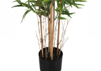 Artificial Plant, 50" Tall, Bamboo Tree, Indoor, Faux, Fake, Floor, Greenery, Potted, Decorative, Green Leaves, Black Pot Green Foam Plastic