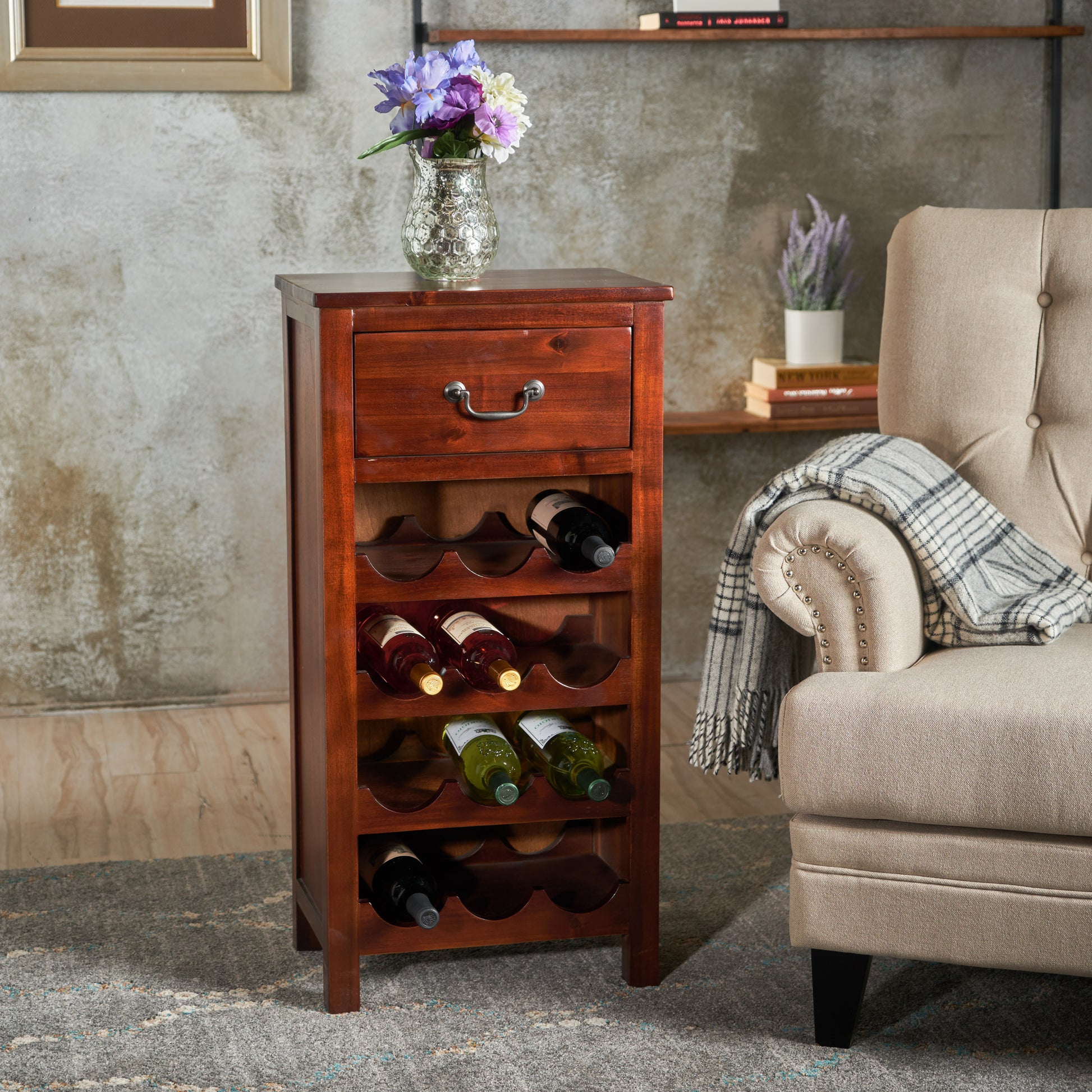 Wine Rack Dark Brown Acacia Wood