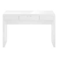 Computer Desk, Home Office, Laptop, Storage Drawers, 48"L, Work, Glossy White Laminate, Contemporary, Modern White Mdf