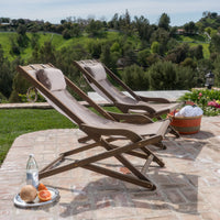 Nikki Beach Sling Chair Grey Set Of 2 Grey Wood