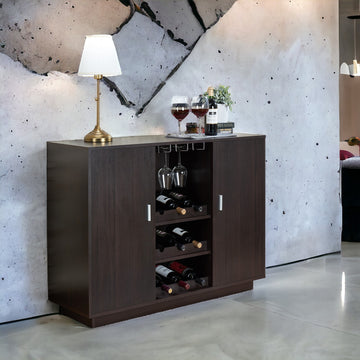 Espresso 2 Door Wine Cabinet Espresso Kitchen Modern Mdf