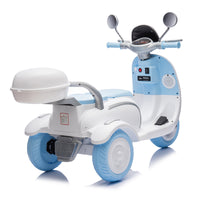 12V Two Seater Kids Ride On Electric Motorcycle,Three Wheels Kids Toy With Slow Start,Multi Function Player,Usb,Bluetooth, Light,Backseat Flip Adult Seat, Oversized Storage Box For Kids Aged 3 6. Blue Plastic