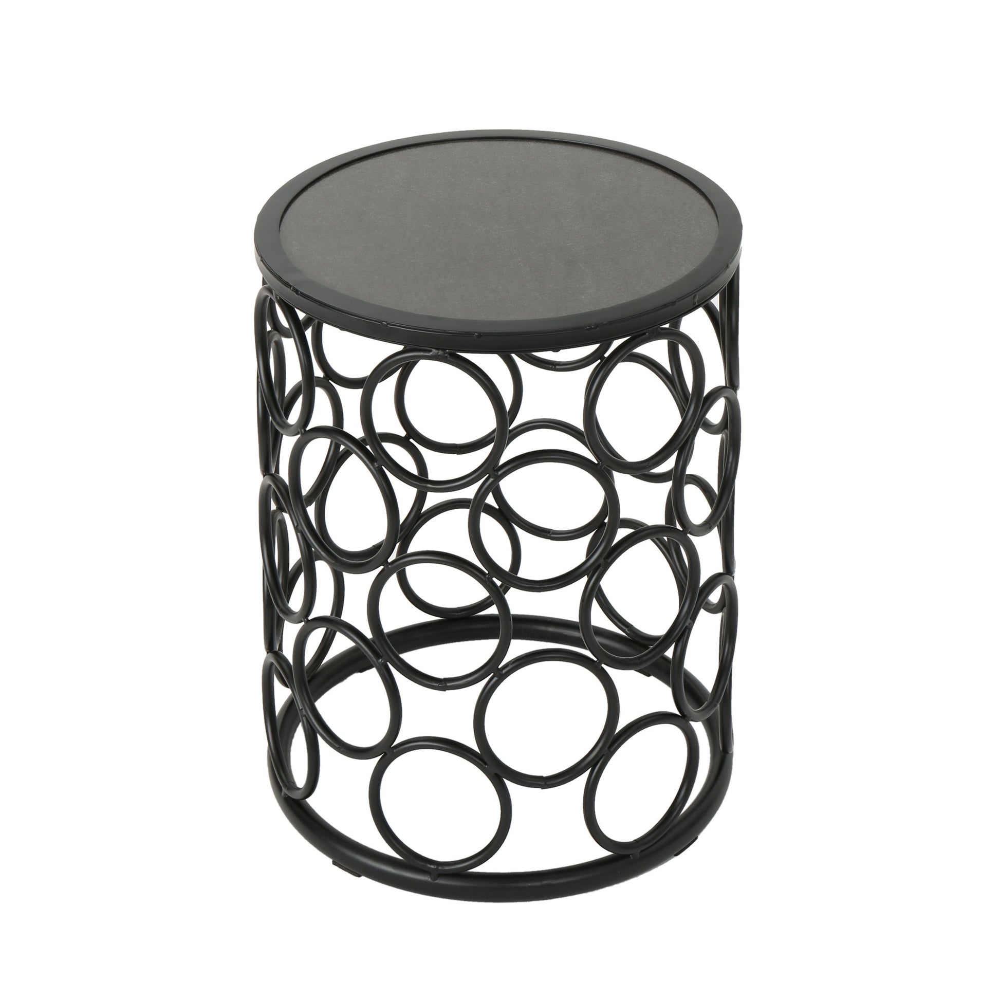 Side Table Grey Black Metal